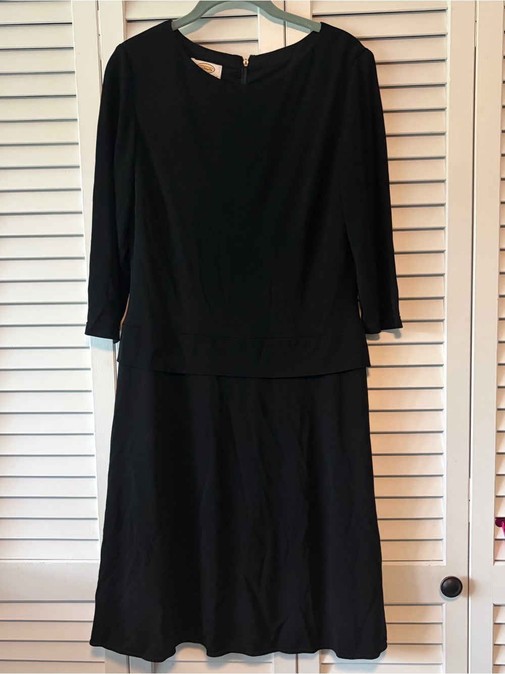 Talbots Black Long Sleeve Boatneck A-Line Dress